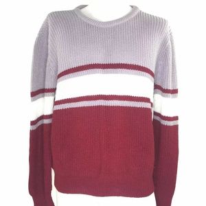 Mens Sweater Pullover Acrylic Ski Colorblock